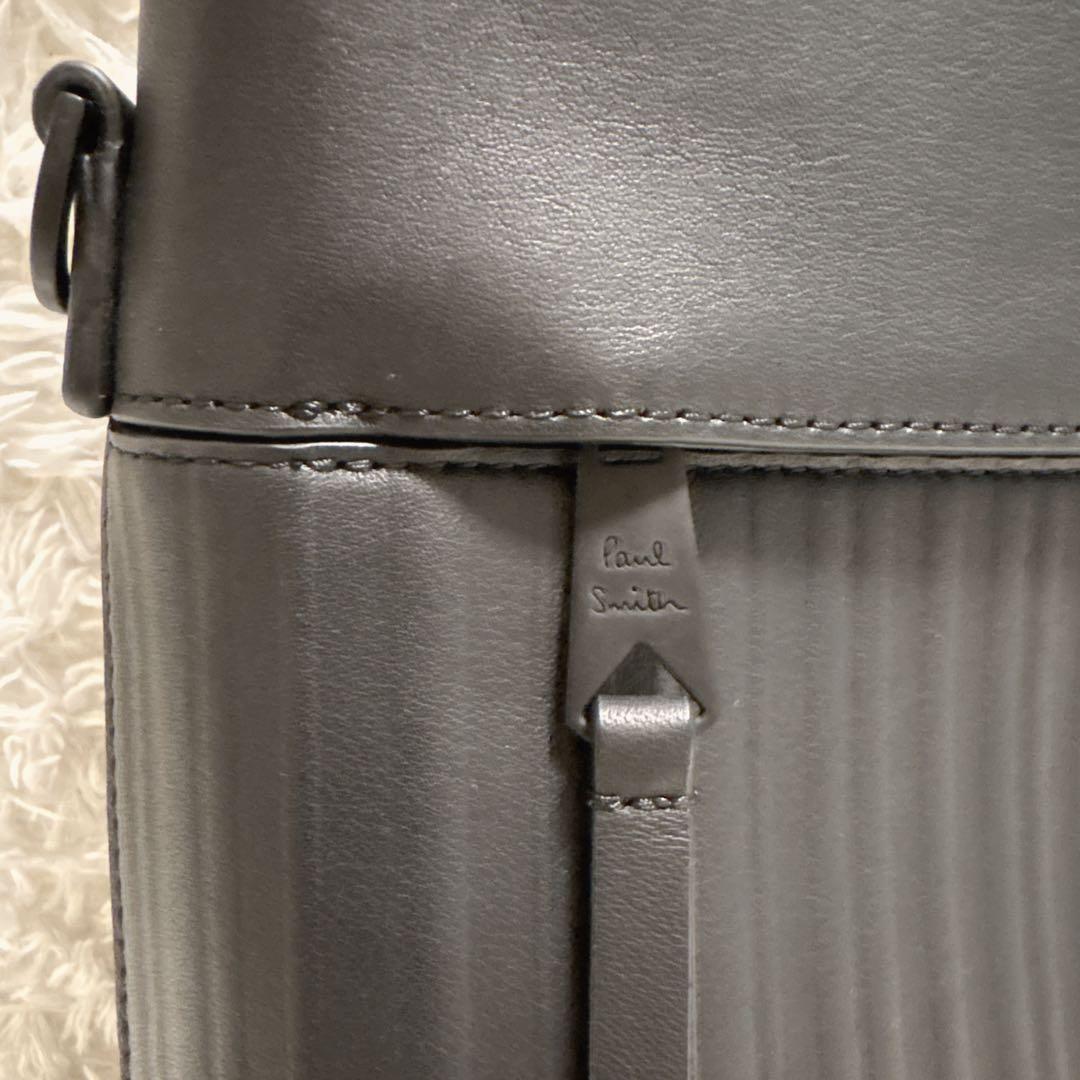 ポールスミス シャドーストライプ レザー 2WAY ブリーフケース ブラック