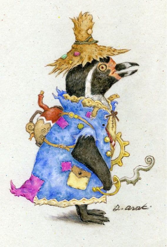 【原画】『グリヴォルト』（ペンギン　絵画　パステル画）