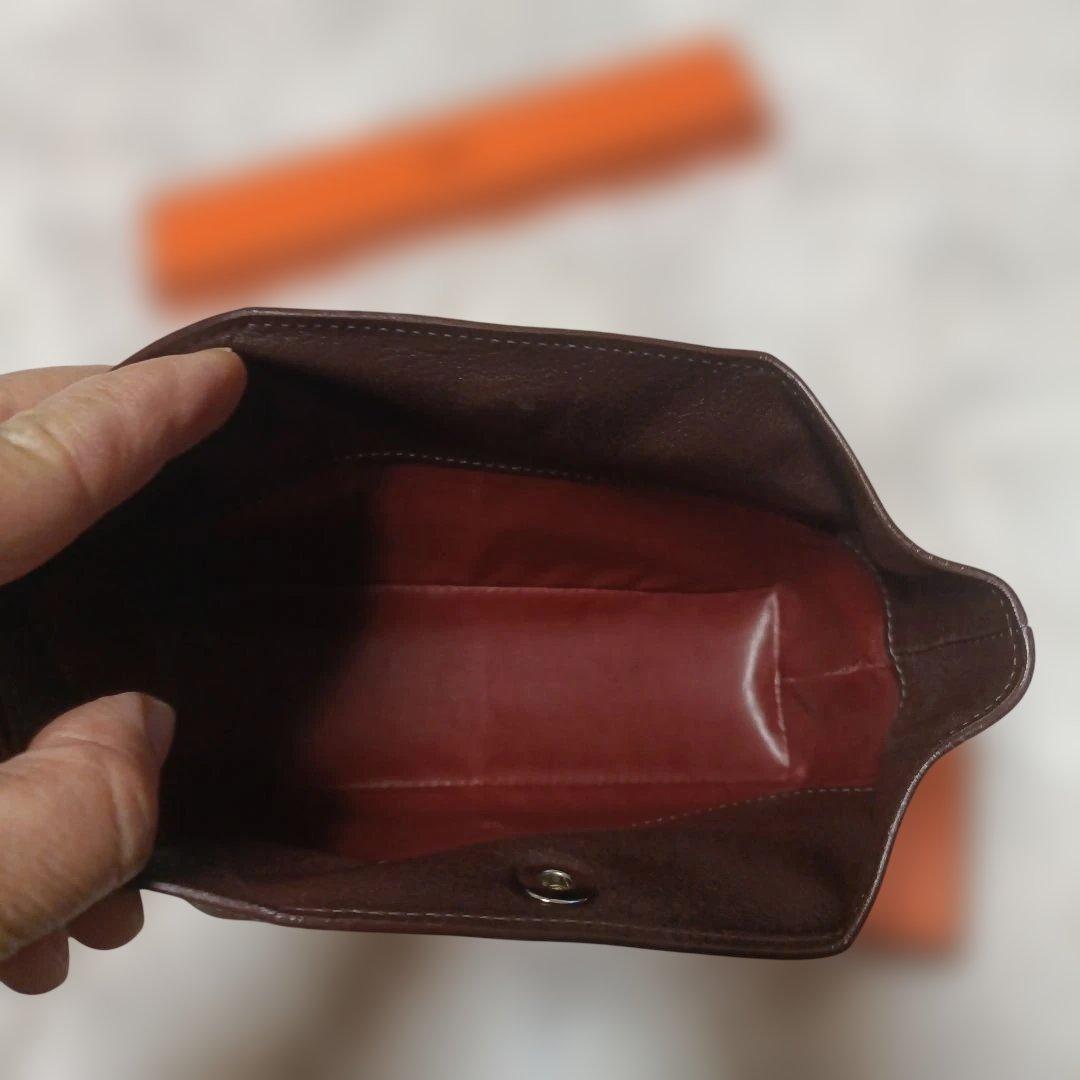 エルメスブラウンレザー 筆箱 ペンケース メガネケース