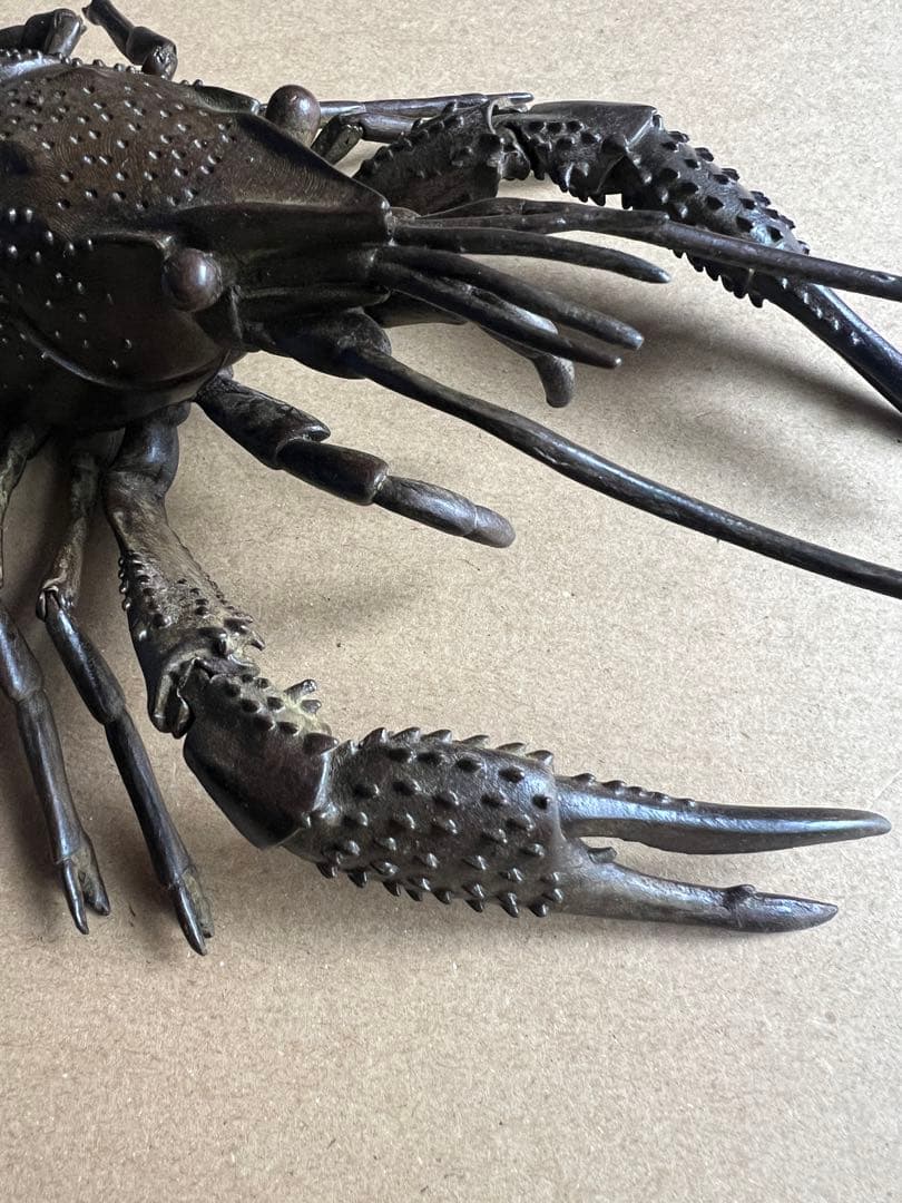 古銅 自在ロブスター 龍蝦 置物 長約27CM