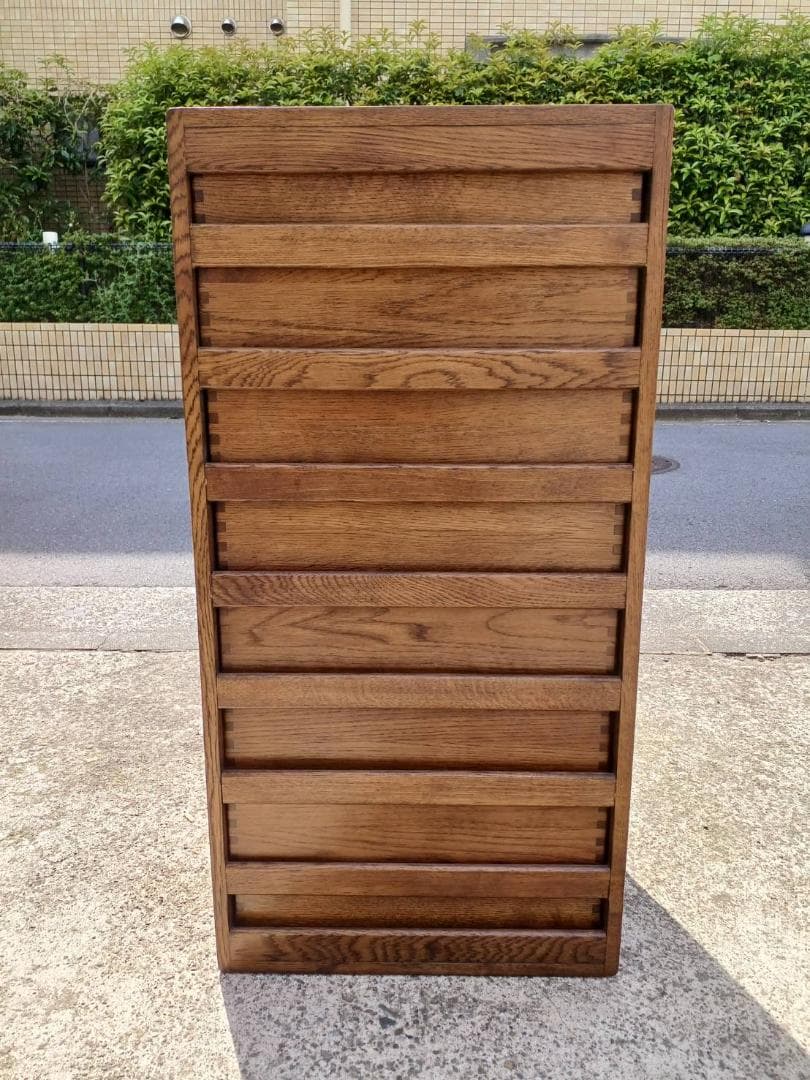 起立木工 チェスト オーク材 8段 棚 引き出し