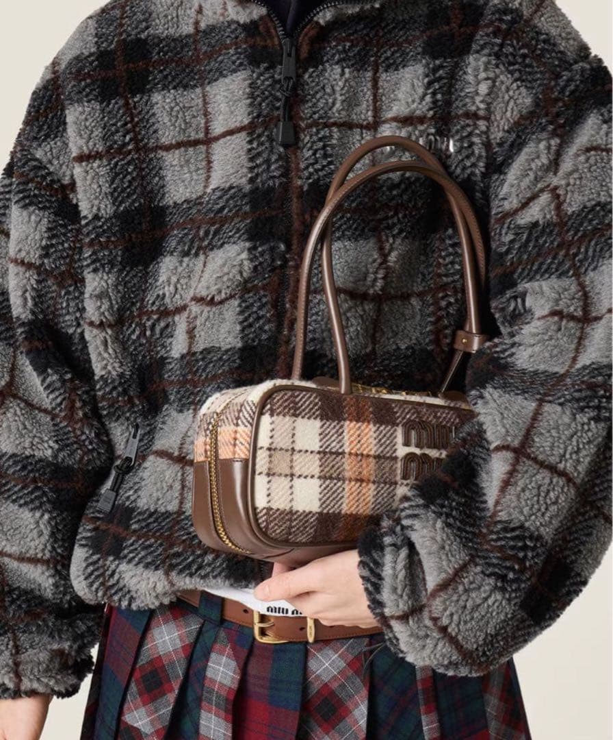 miu miu チェック柄 ハンドバッグ　ボー　ウォニョン
