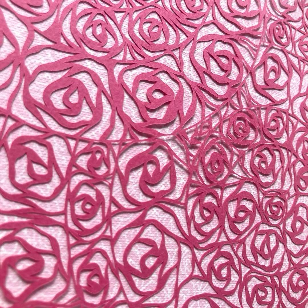 デザイン アート ピンクの薔薇 切り絵 美 内なる宇宙 潜在意識