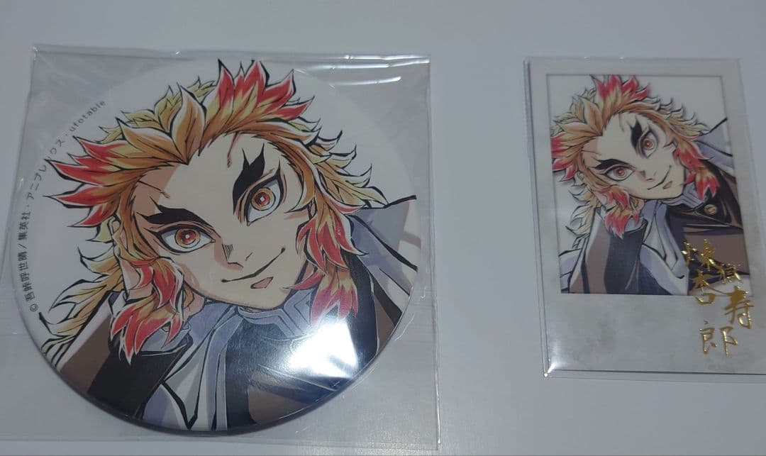 新品 煉獄杏寿郎 寝そべり C104 鬼滅の刃 缶バッジ チェキ風箔押