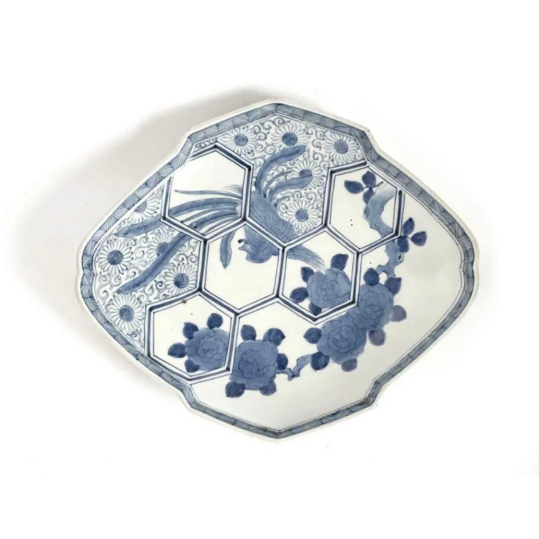 骨董品 染付 鳳凰 大皿 古伊万里