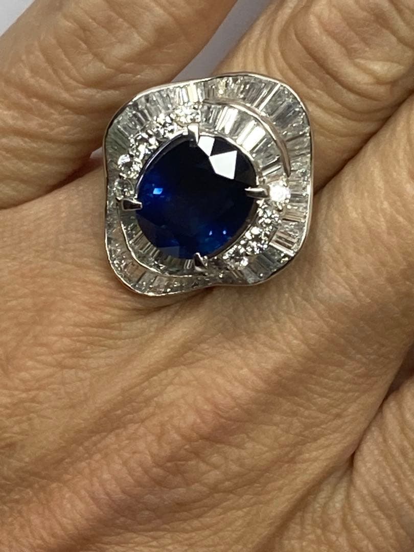 fantasyプラチナ天然サファイア7.45カラットリング