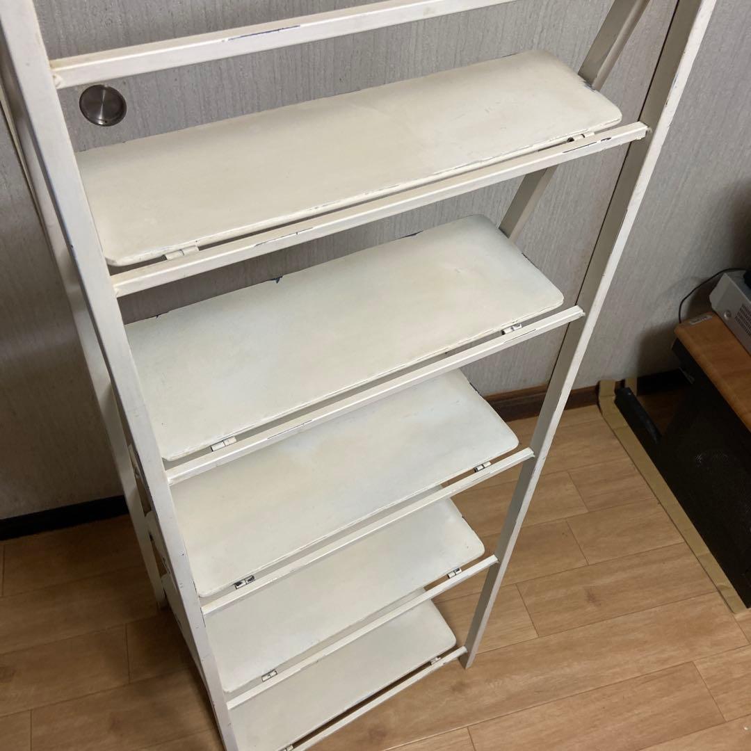 折りたたみ アイアンラック シェルフ アイボリー