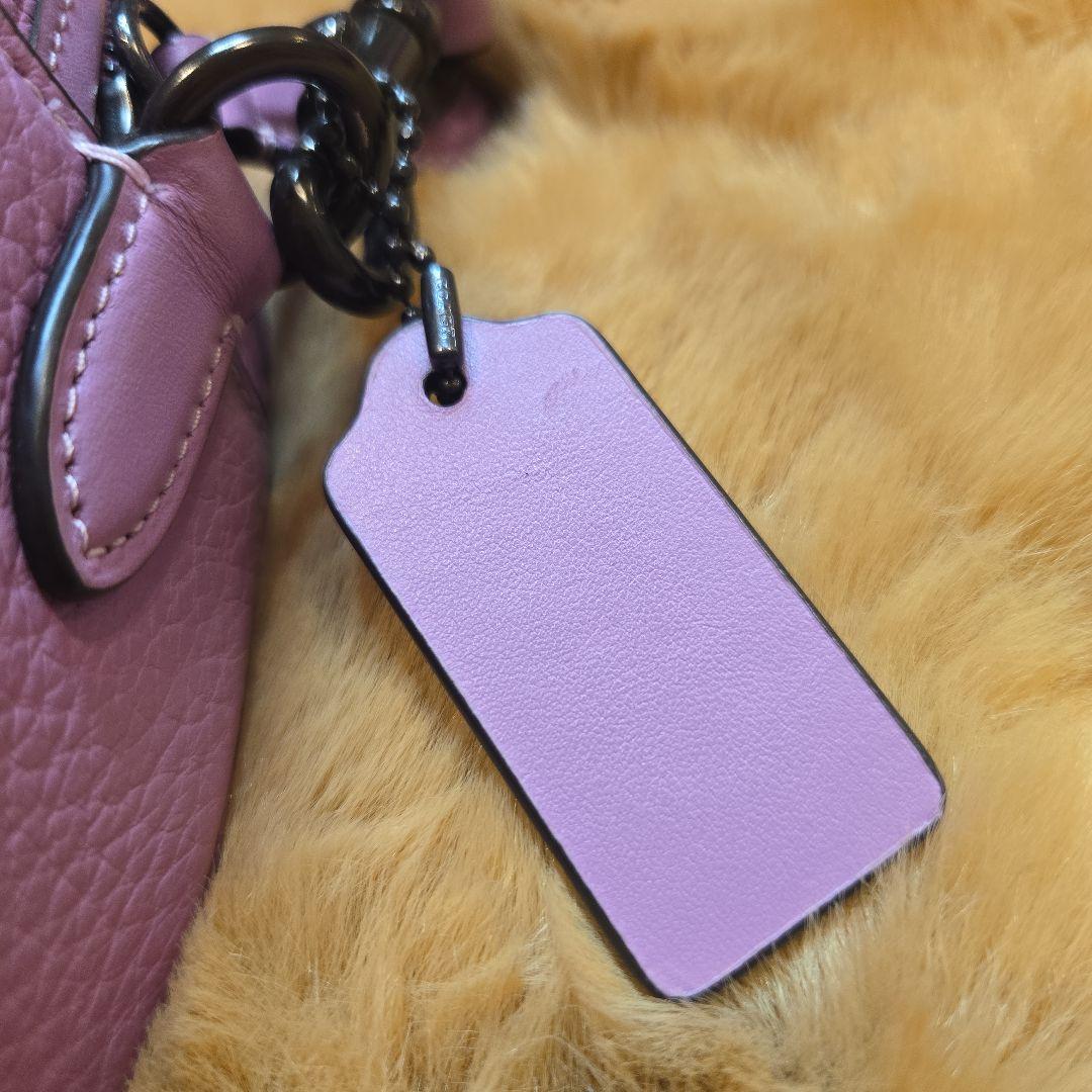 COACH パープルレザーショルダーバッグ