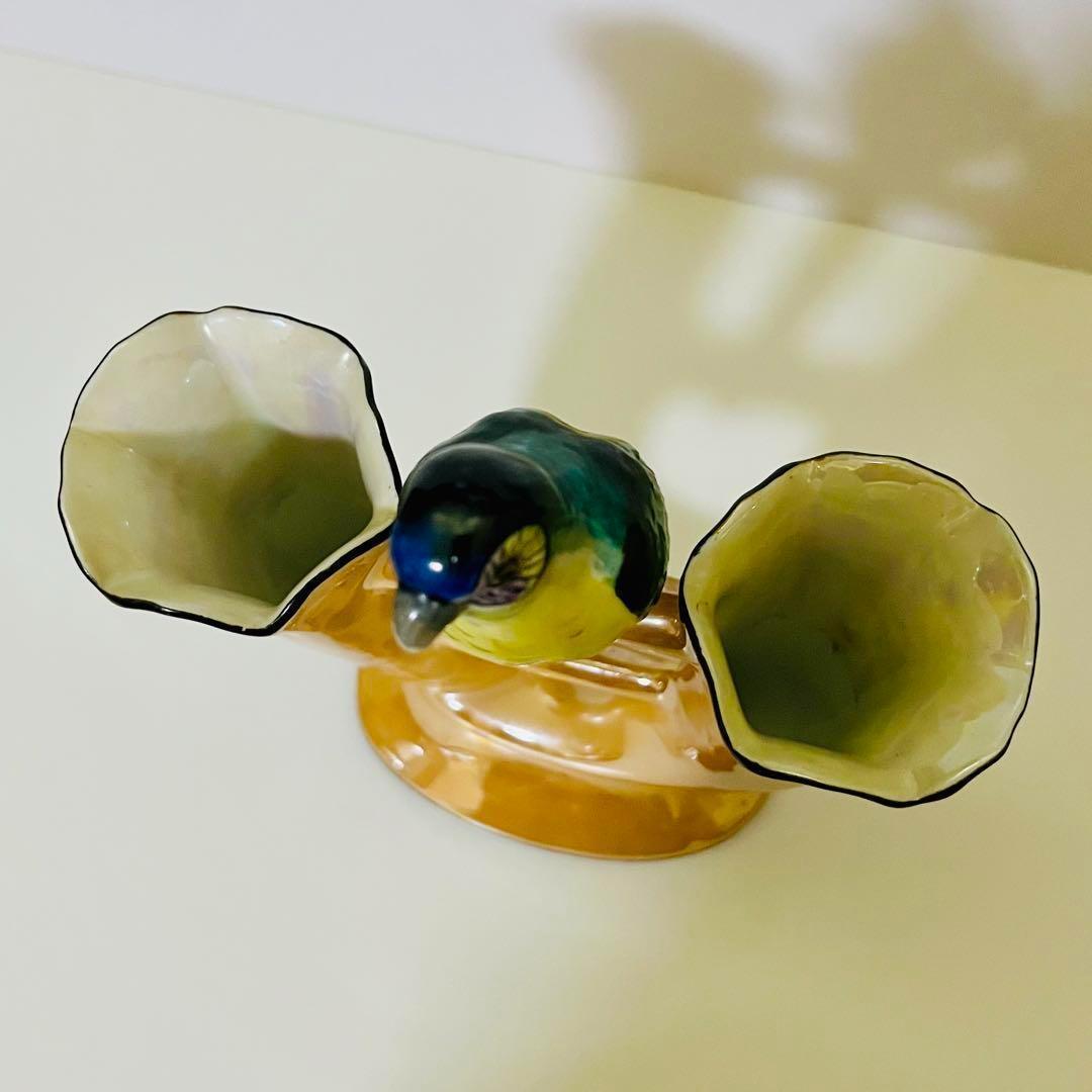 オールドノリタケ/鳥/二輪挿し/花瓶】アールデコ/ラスター彩/フラワー