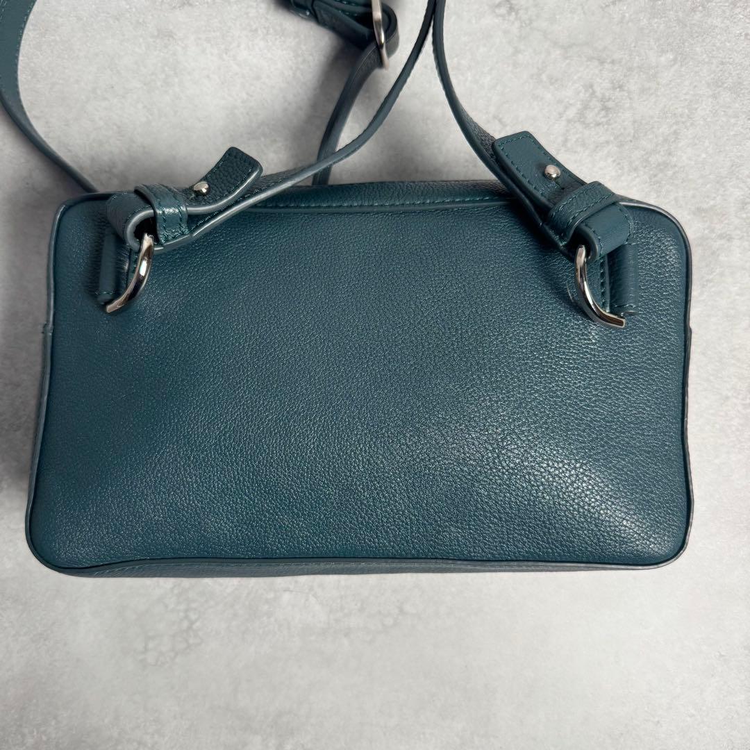 ✨極美品✨マザーハウス リニア ショルダーバッグ ロゴ レザー レディース 深緑