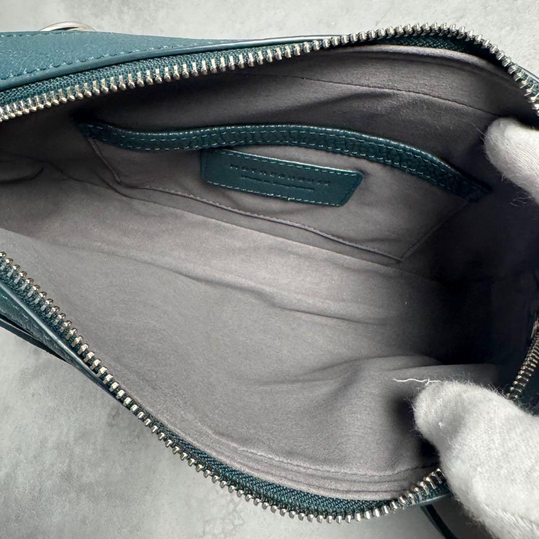 ✨極美品✨マザーハウス リニア ショルダーバッグ ロゴ レザー レディース 深緑