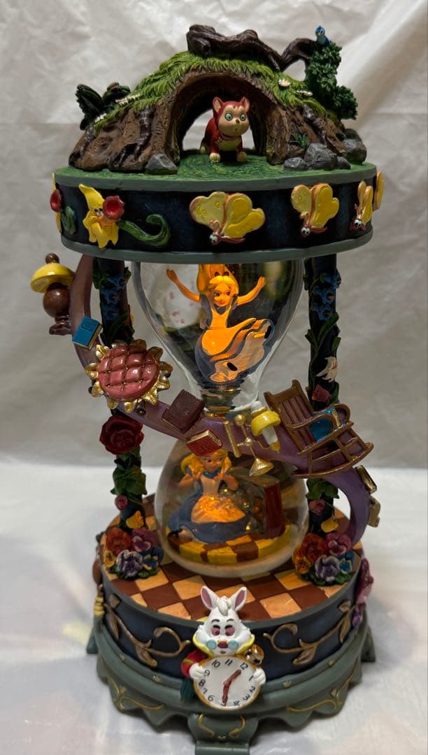 ディズニー 不思議の国のアリス 砂時計型ライトアップ オルゴール付スノーグローブ