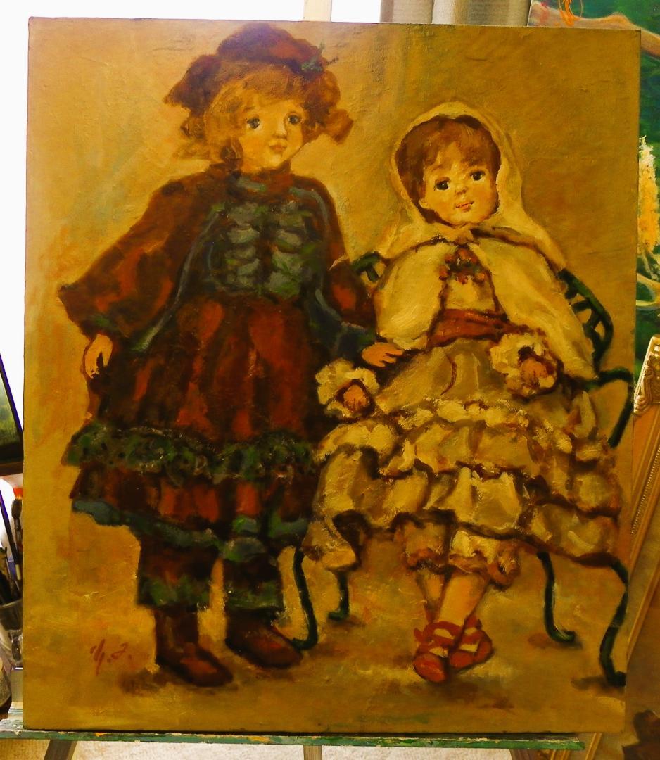 油絵　人形をこよなく愛し９８歳で天命を全うした画家　古川幸　作　ドール　F１０号 油絵 人形をこよなく愛し98歳で天命を全うした画家 古川幸 作 ドール