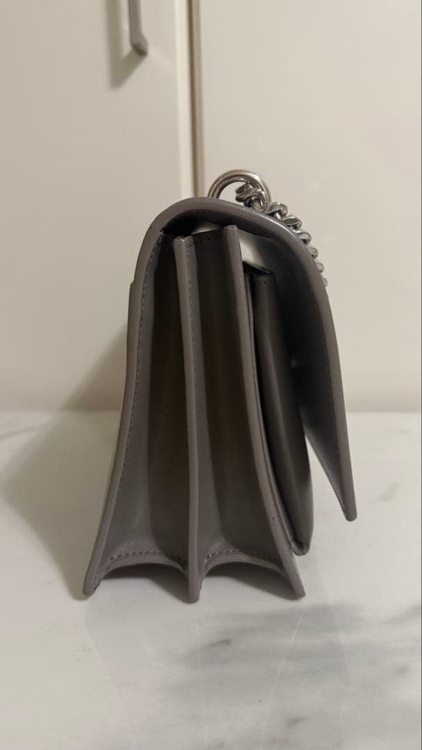 【レア】サンローランパリ サンセット レザー チェーンショルダーバッグ グレー