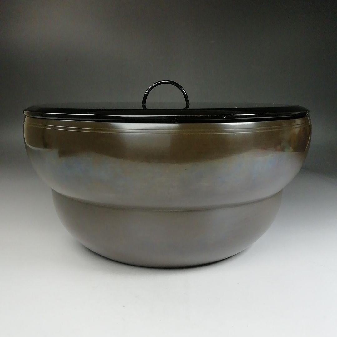 Ｗ３５　水指　『砂張銅』『箪瓢　平水指』『唐銅風炉師　藤井宗喜』　共箱　茶道具