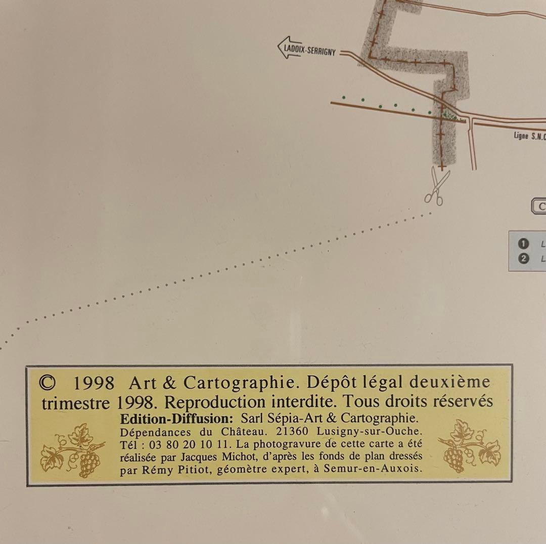 大型額装美品】ブルゴーニュ（ワイン）南北の詳細な葡萄畑の地図