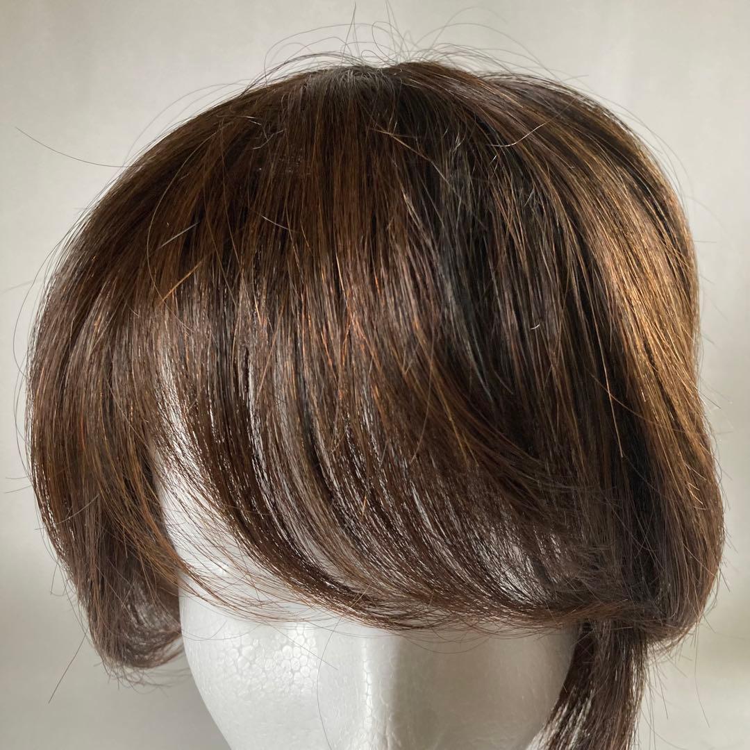 マダムヒロコ　フルウィッグ　ショート　人毛MIX 　総手植え　ナチュラルブラウン
