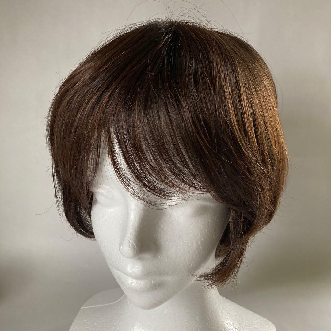 マダムヒロコ　フルウィッグ　ショート　人毛MIX 　総手植え　ナチュラルブラウン
