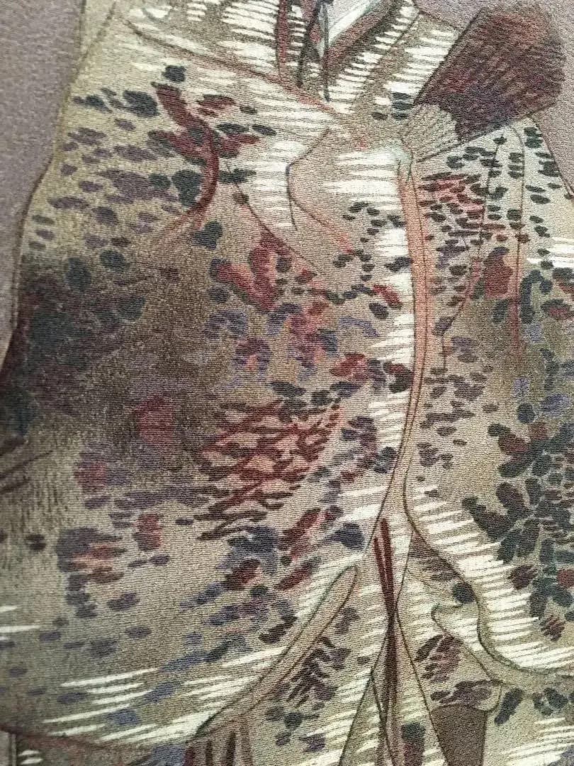 能楽図絵 能舞 羽衣他 男物長襦袢 正絹 美しき日本の古布 古裂骨董