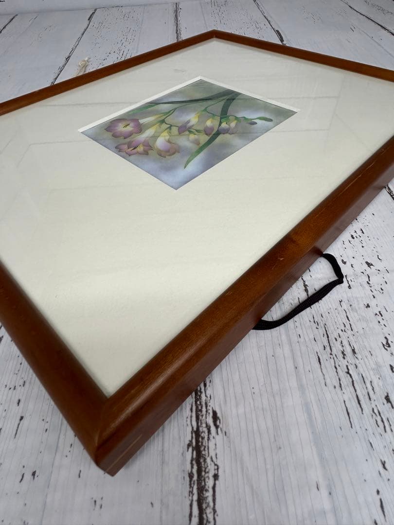 送料込み⭐︎有線七宝作家【陶板画 フリージアの花】七宝焼 安藤 七宝