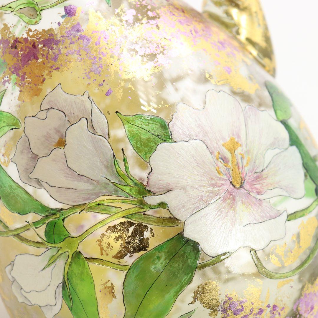 寺田正作 伽羅須装飾画 澂 ガラス トルコキキョウ 在銘 共箱 V517