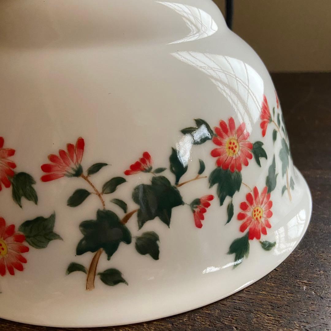 アンティーク照明 電笠 花柄絵付 磁器シェード ペンダントライト