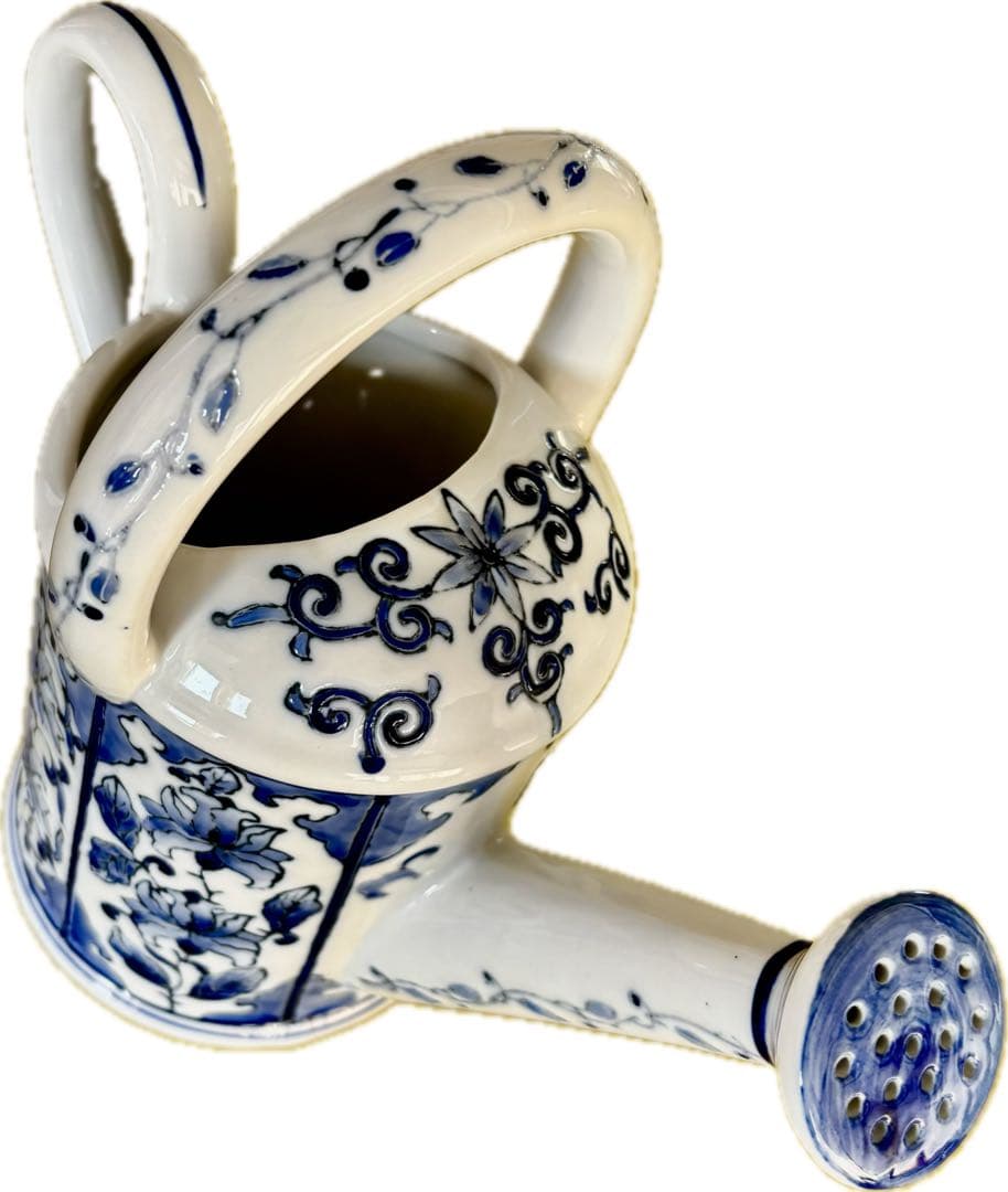 陶器製 青白花柄 ジョウロ - メルカリ