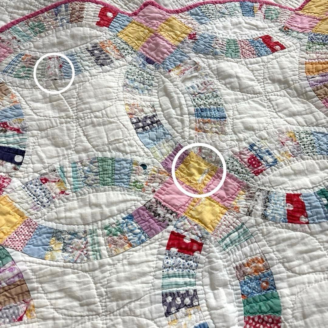 【稀少】【貴重】アメリカンアンティーク⭐︎ダブルウエディング　約224×166cm