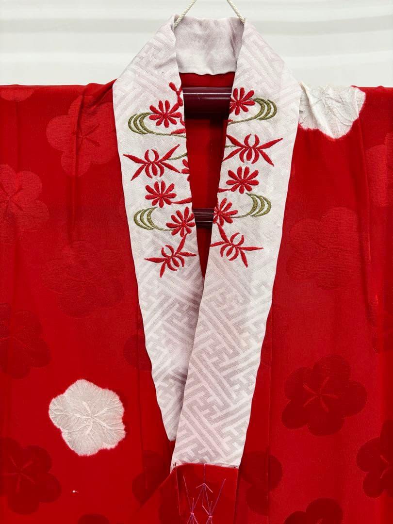 七五三着物　7才　女児　四つ身　雪輪に花々／ピンク系《子供490》#江戸小もーん