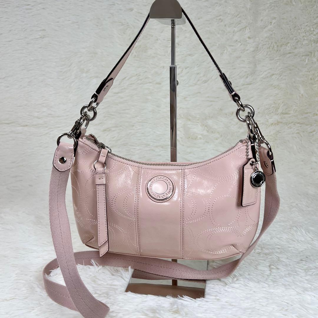 コーチ ワンショルダー アクセサリーポーチ シグネチャー 2way ピンク