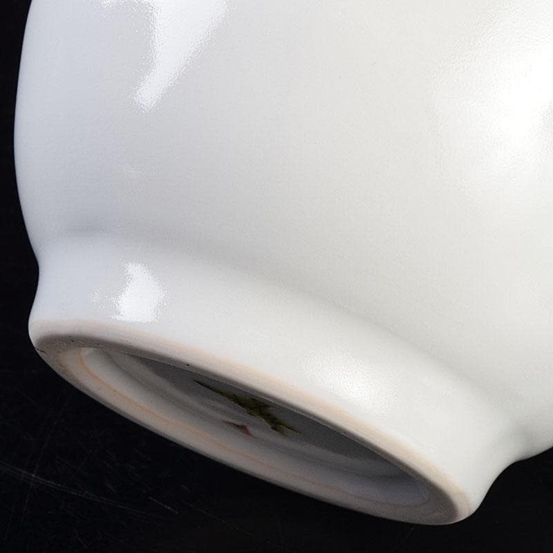 広瀬義之作 色絵 ぼけ之図 面取り壷 共布共箱 V R9186B