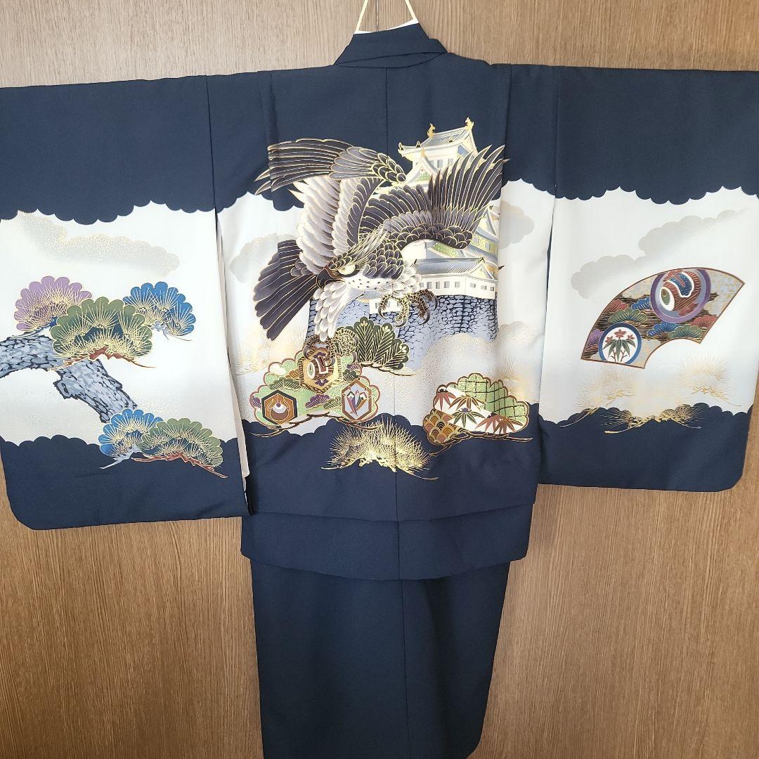 七五三用　5歳　男児　美品　紺　日本製　一式セット