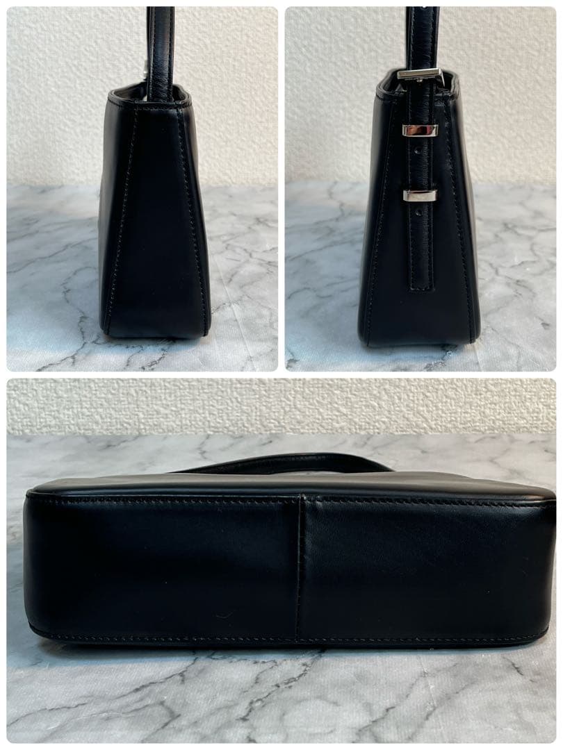 Courreges アクセサリーポーチ ハンドバッグ レザー 本革