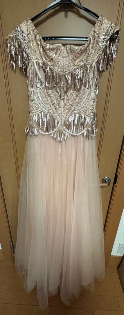 TADASHI SHOJI チュール　ロングドレス　サイズ6 ベージュ系