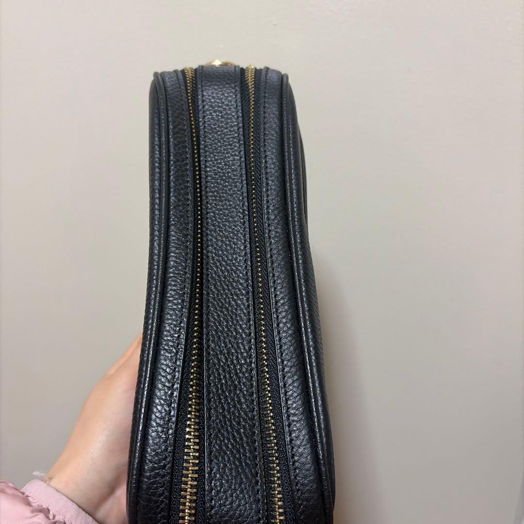 未使用品コーチ Wファスナー カメラバッグ ショルダーバッグ ホースロゴ シボ革