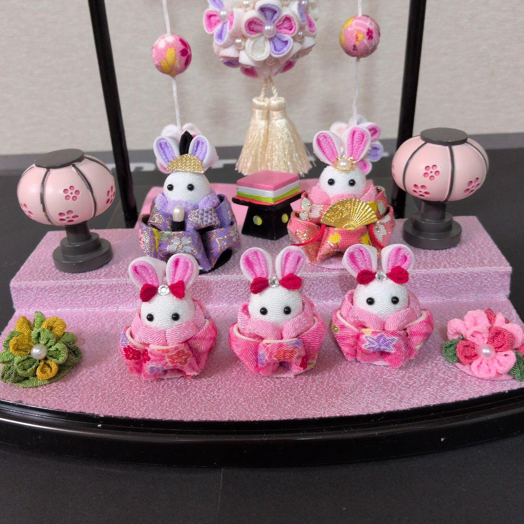 つまみ細工 吊るし飾りと雛飾りセット　 雛壇 　ピンク