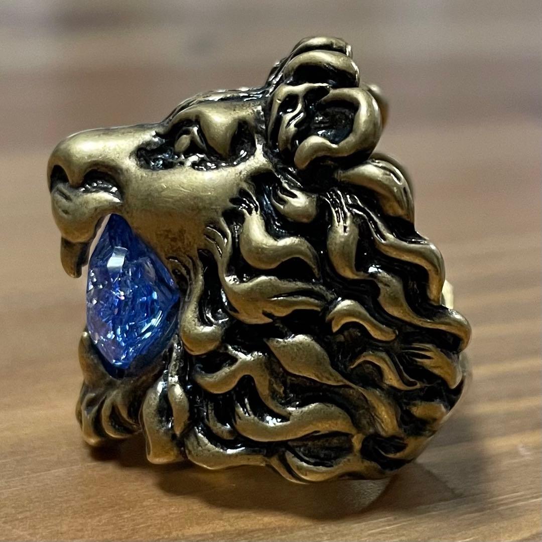 GUCCI グッチ リング 10号 ミケーレ期 ライオンヘッド ゴールド