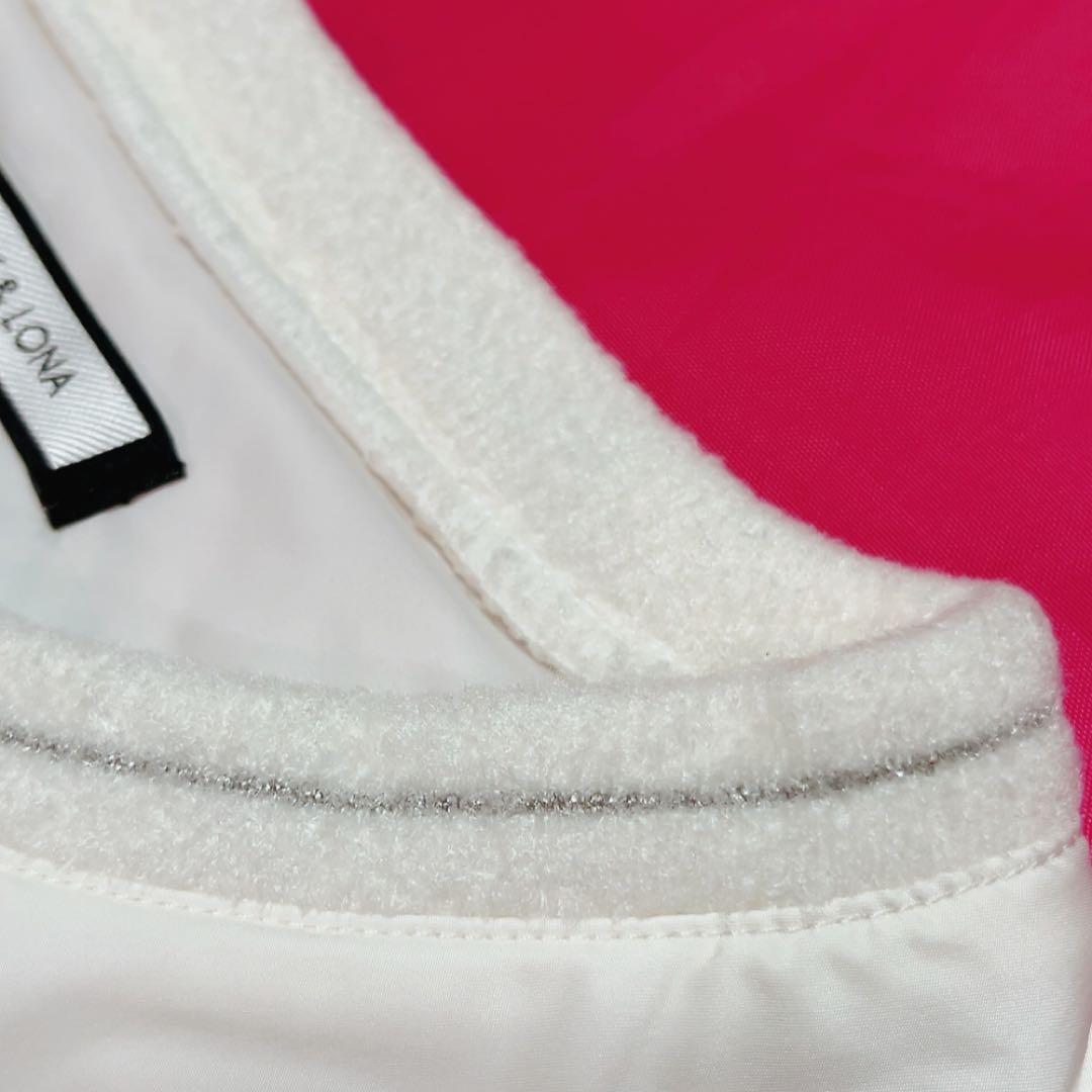 美品　マークアンドロナ 　スニード　ナイロン　スカル　白　ボア　シルバー