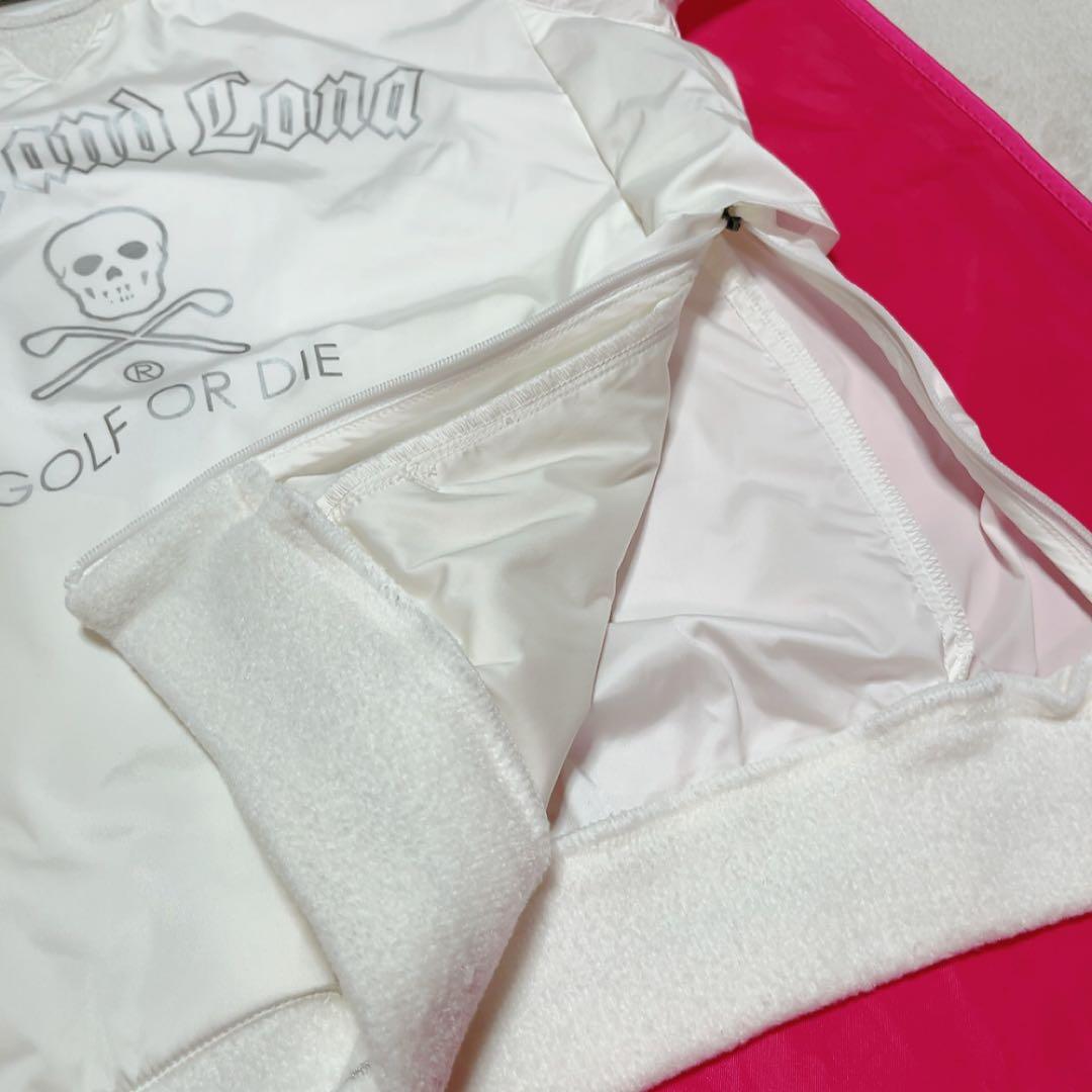 美品　マークアンドロナ 　スニード　ナイロン　スカル　白　ボア　シルバー