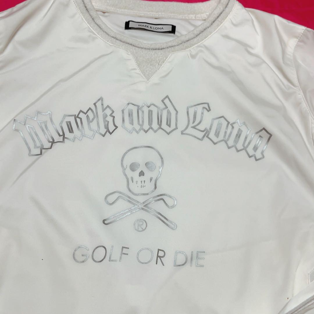 美品　マークアンドロナ 　スニード　ナイロン　スカル　白　ボア　シルバー