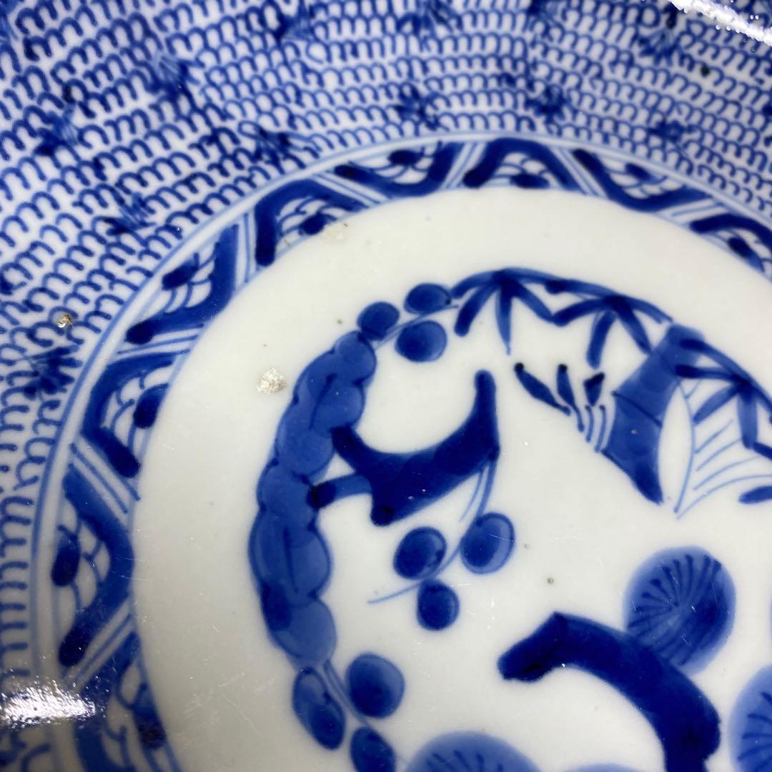 古伊万里 染付 みじんこ七寸皿 5枚 直径21.5㎝ タカチ 東さ