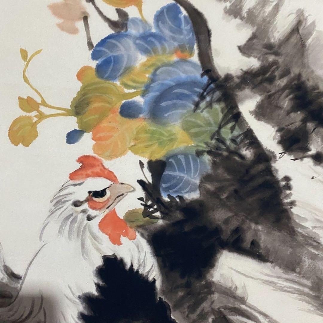 四尺 中堂 水墨画 一家親図 徐悲鴻風 宣紙 表装済み 証明書付