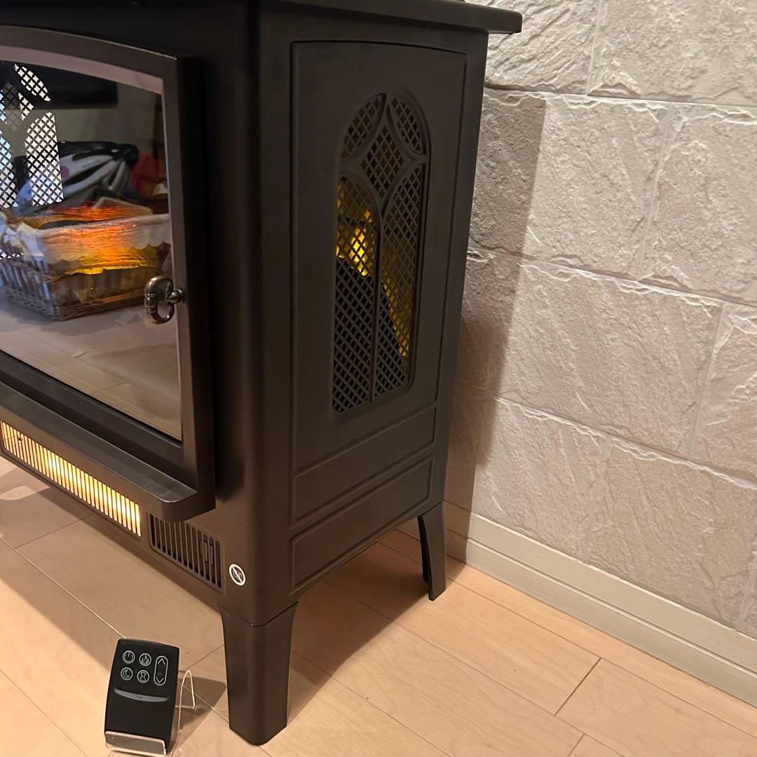 極美品】QVCジャパン 暖炉型ヒーター ファンヒーター 電気ストーブ 黒