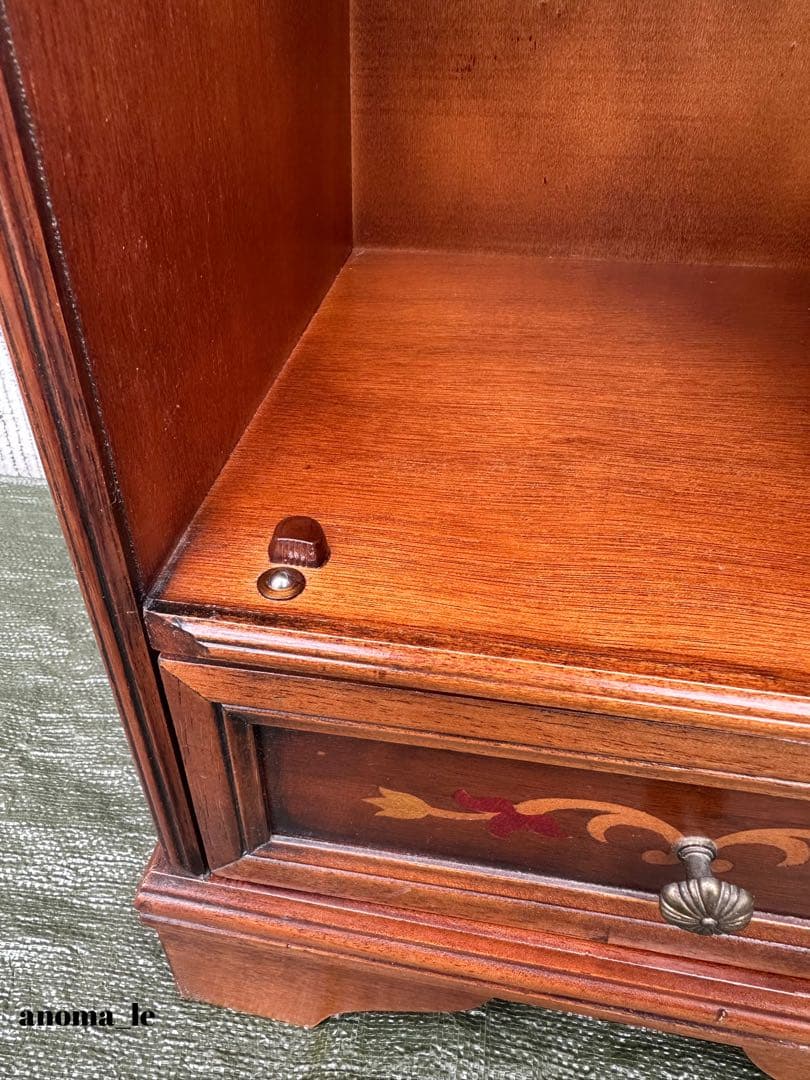 サイドチェスト】イタリア 木製 象嵌細工 収納 引出 花台 飾り台