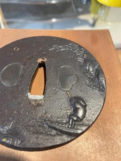 鉄製浮世絵風鍔(つば)