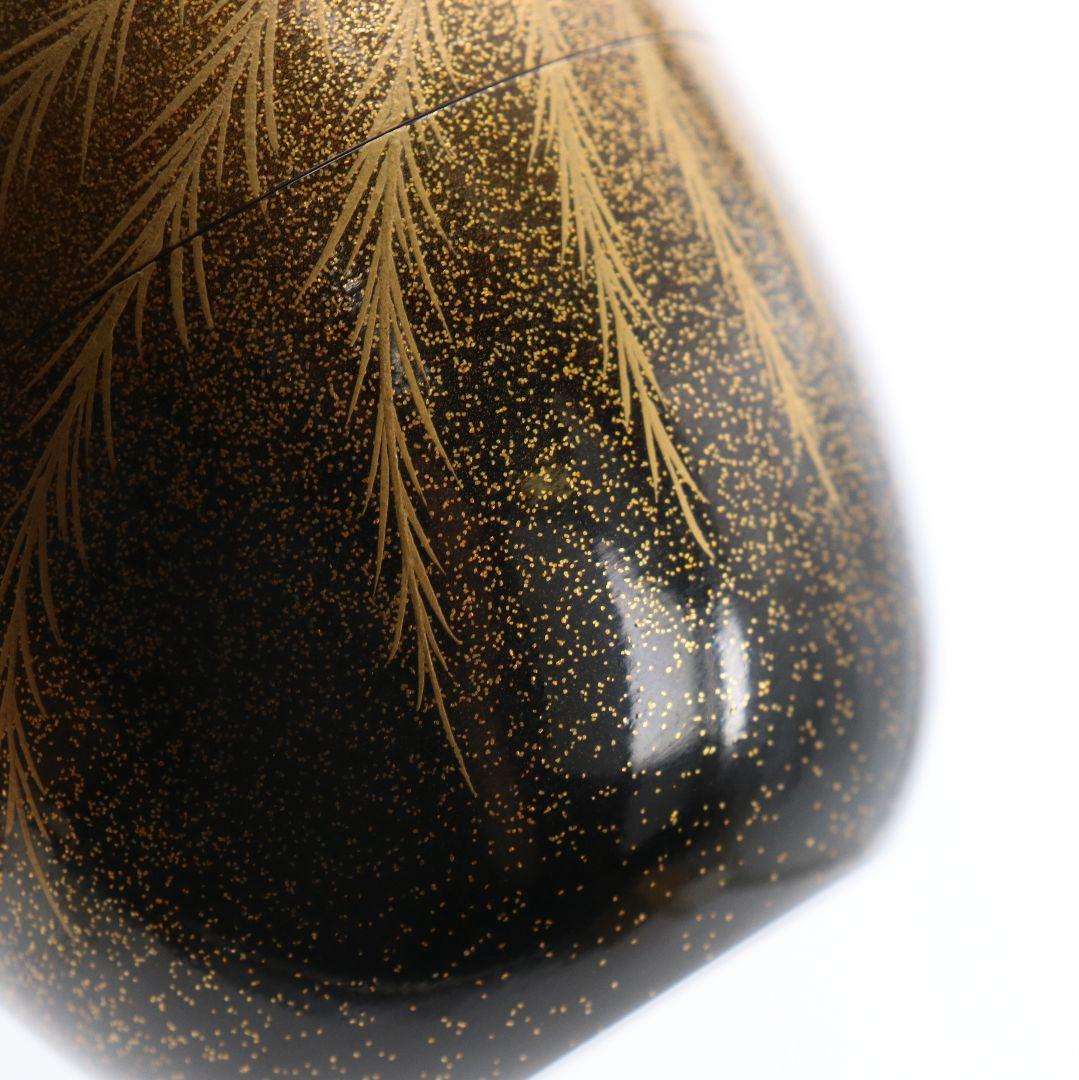 久保縫春作 芽張柳蒔絵 中棗 茶道具 共箱 AW784 N2