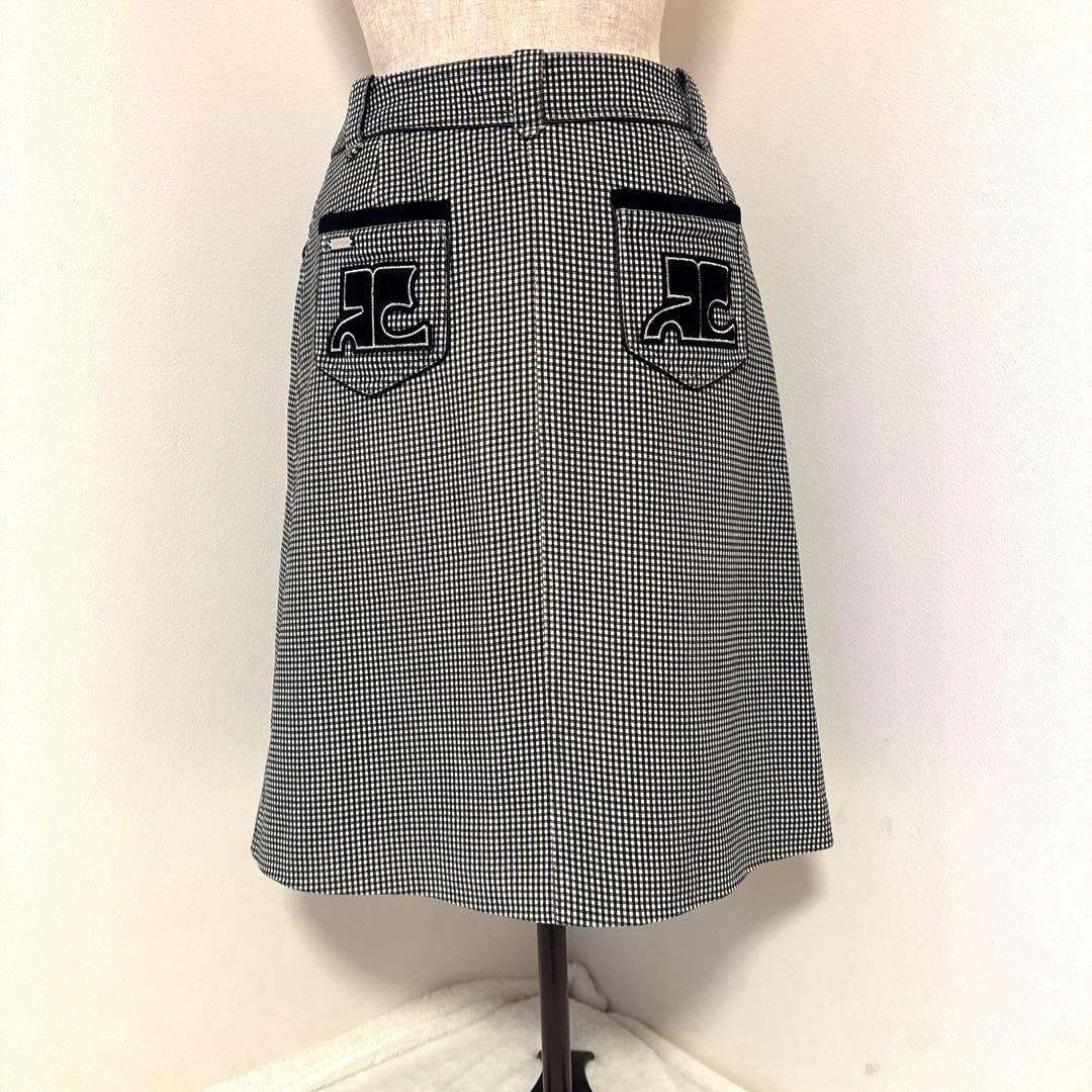 美品courreges クレージュ40 白黒チェック タイトスカート 膝丈y2k