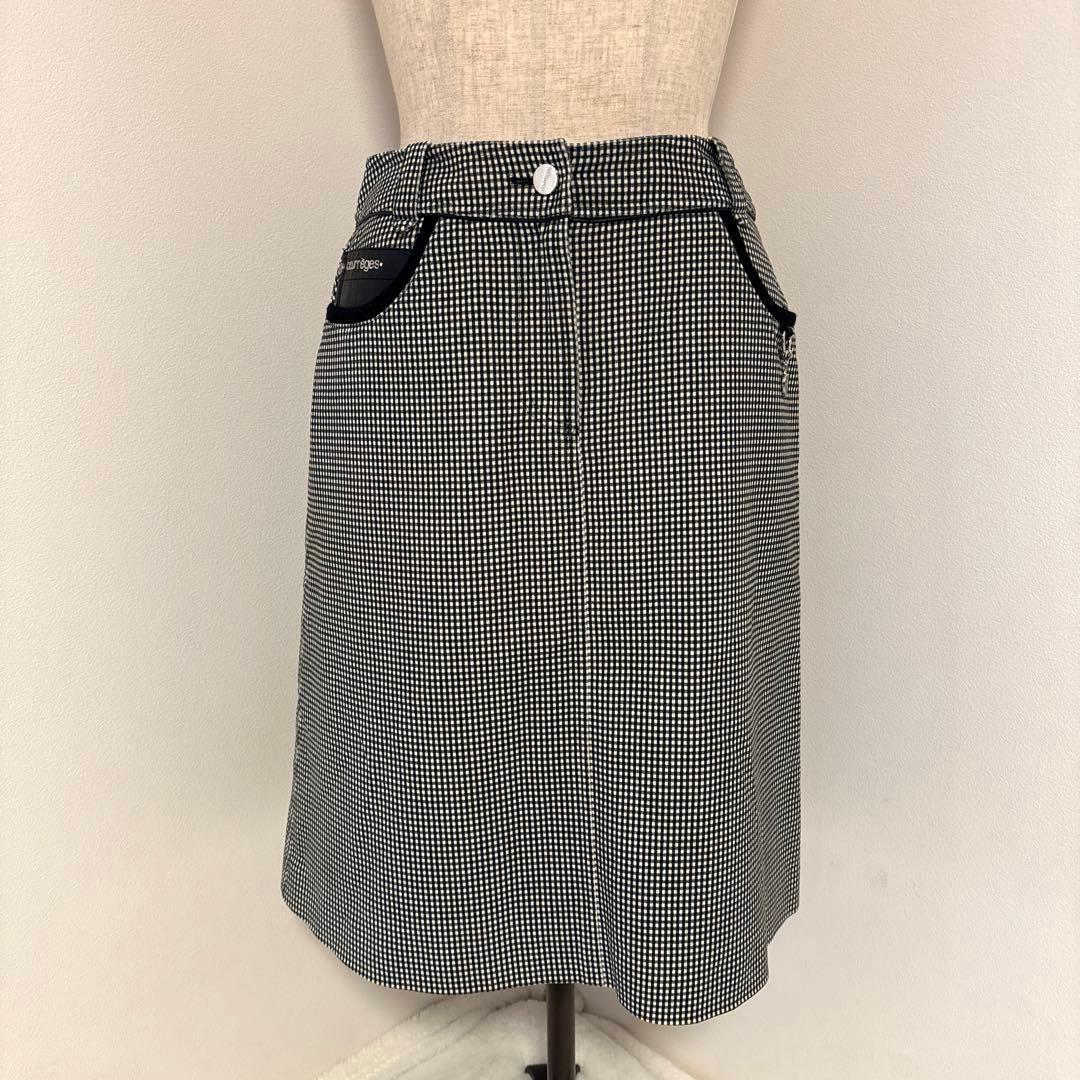 美品courreges クレージュ40 白黒チェック タイトスカート 膝丈y2k