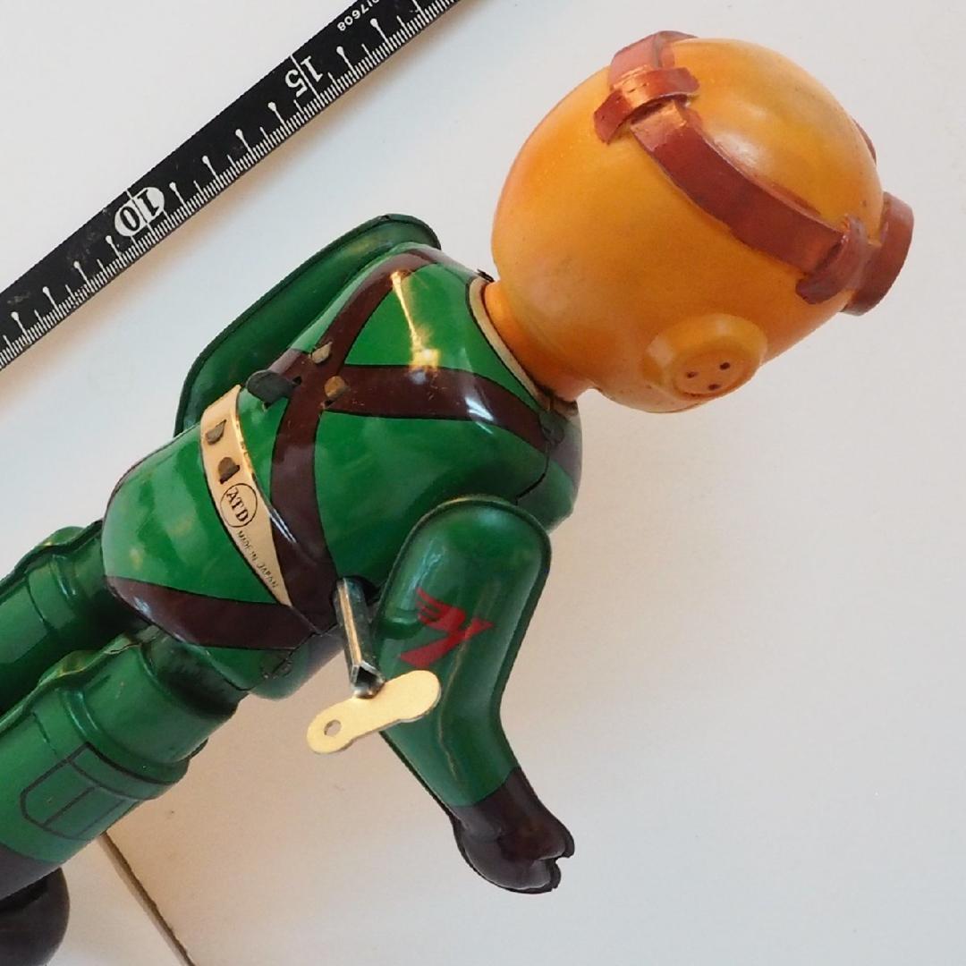 TOMO　ATD【0戦はやと】当時物ブリキ ゼンマイ歩行ロボット人形