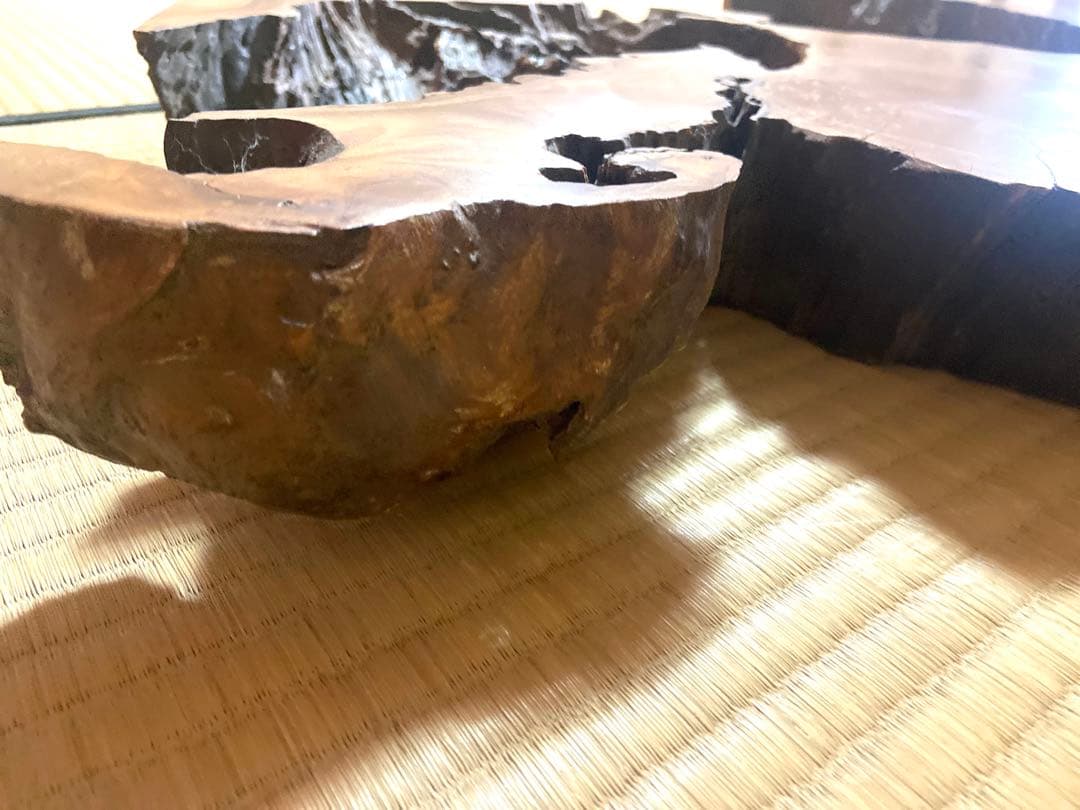 極希少・時代物天然欅けやき一枚板 瘤杢・自然穴｜古材銘木 縦 104× 横